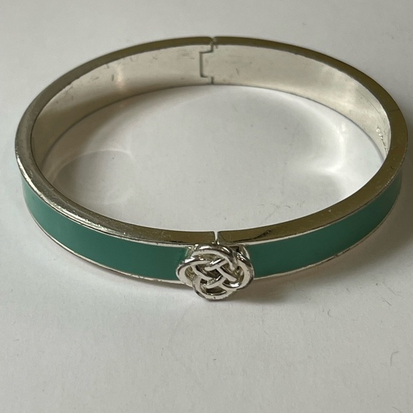 Stella & Dot Lindsey Orange and green Enamel Infinity Knot Bangle Bracelets - Picture 5 of 6